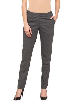 womens slub pants - dark grey