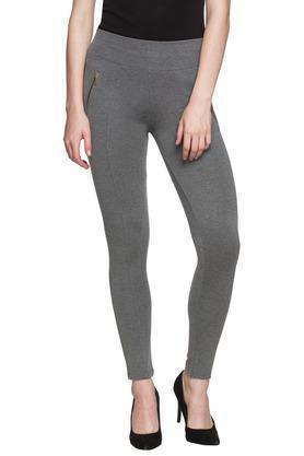 womens slub pants - dark grey
