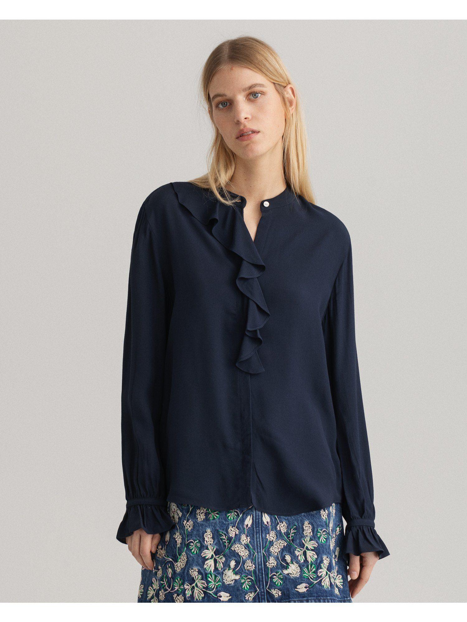 womens solid blue shirt