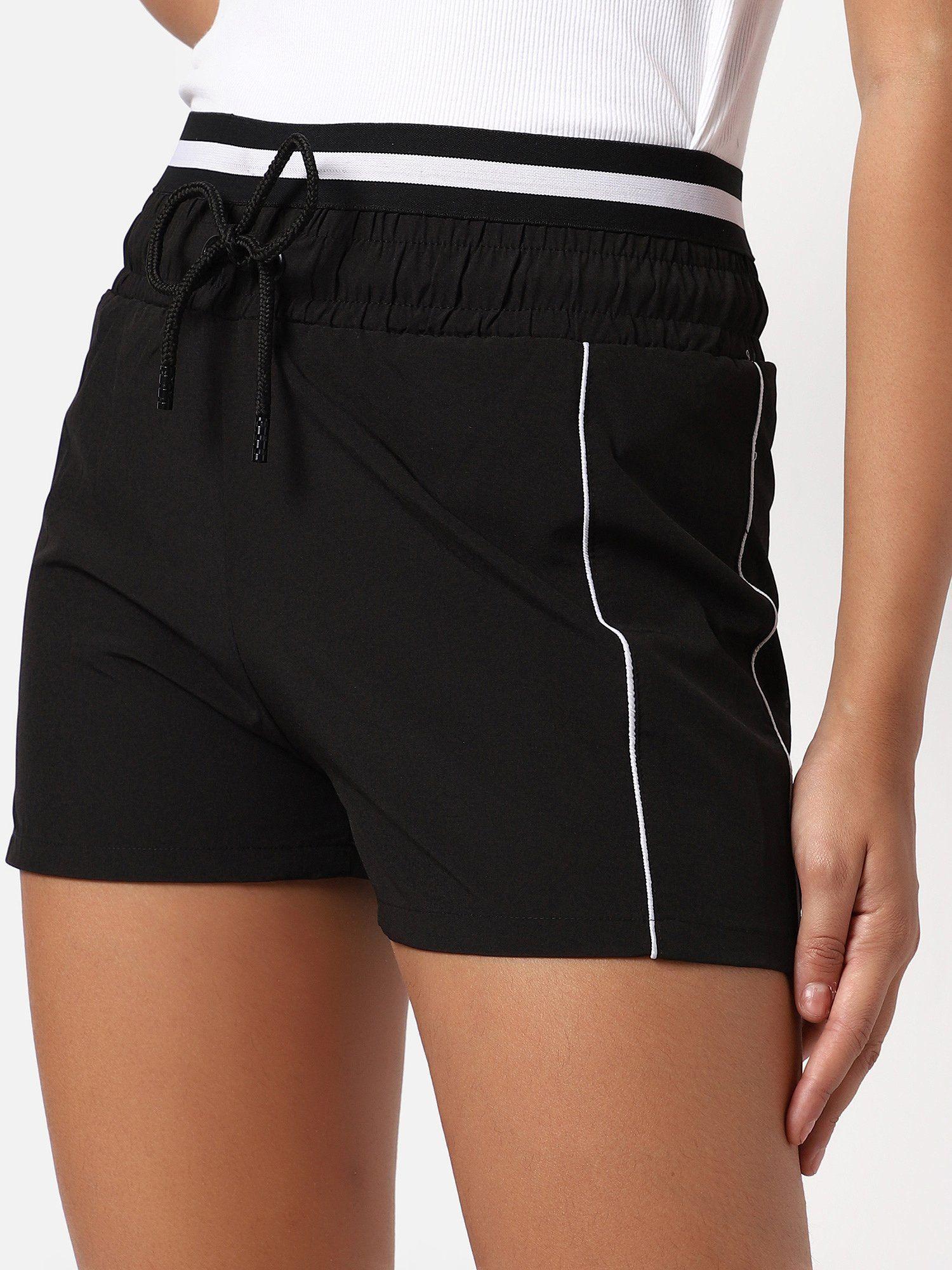 womens solid casual shorts black