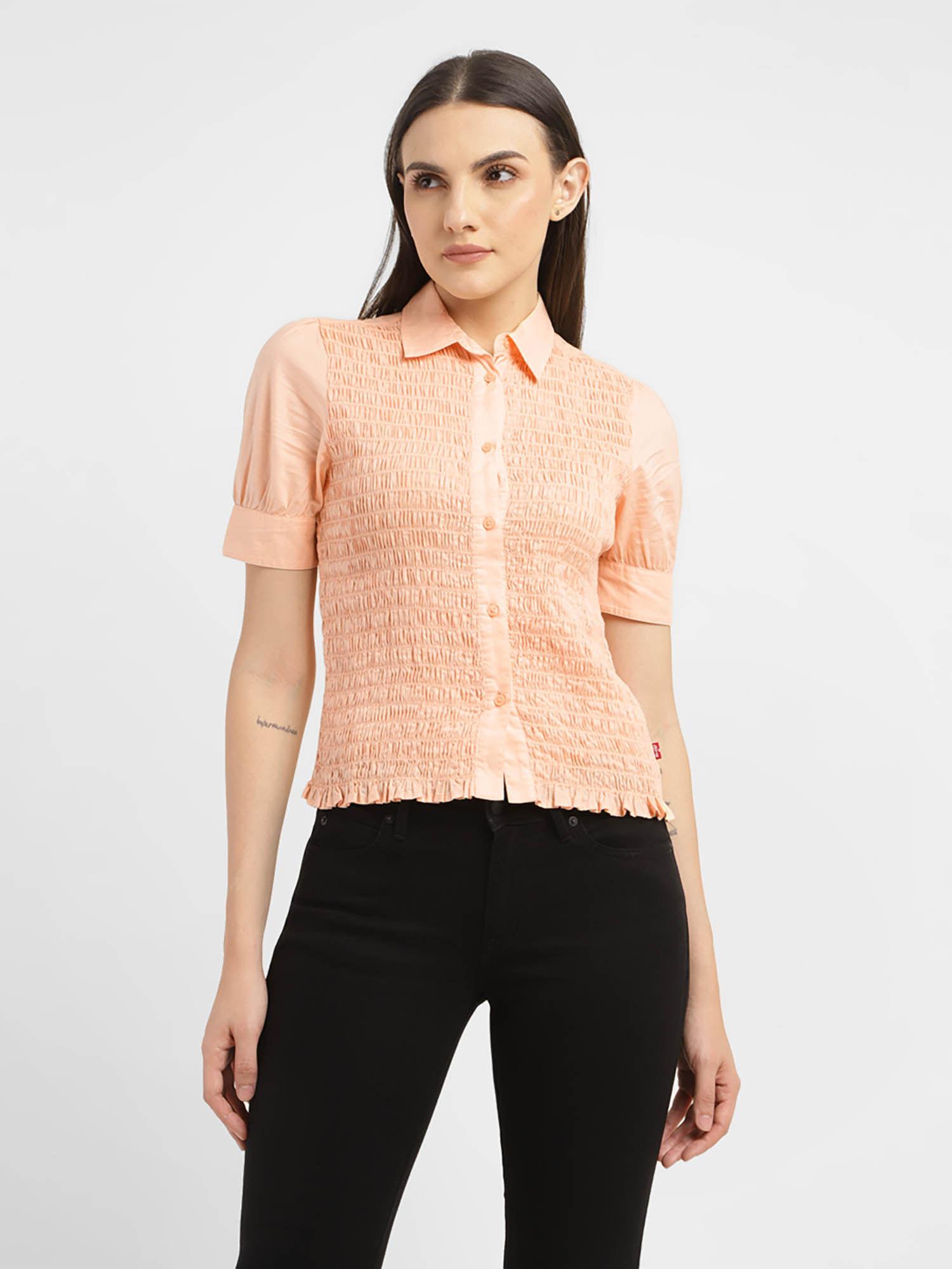 womens solid collar neck shirt