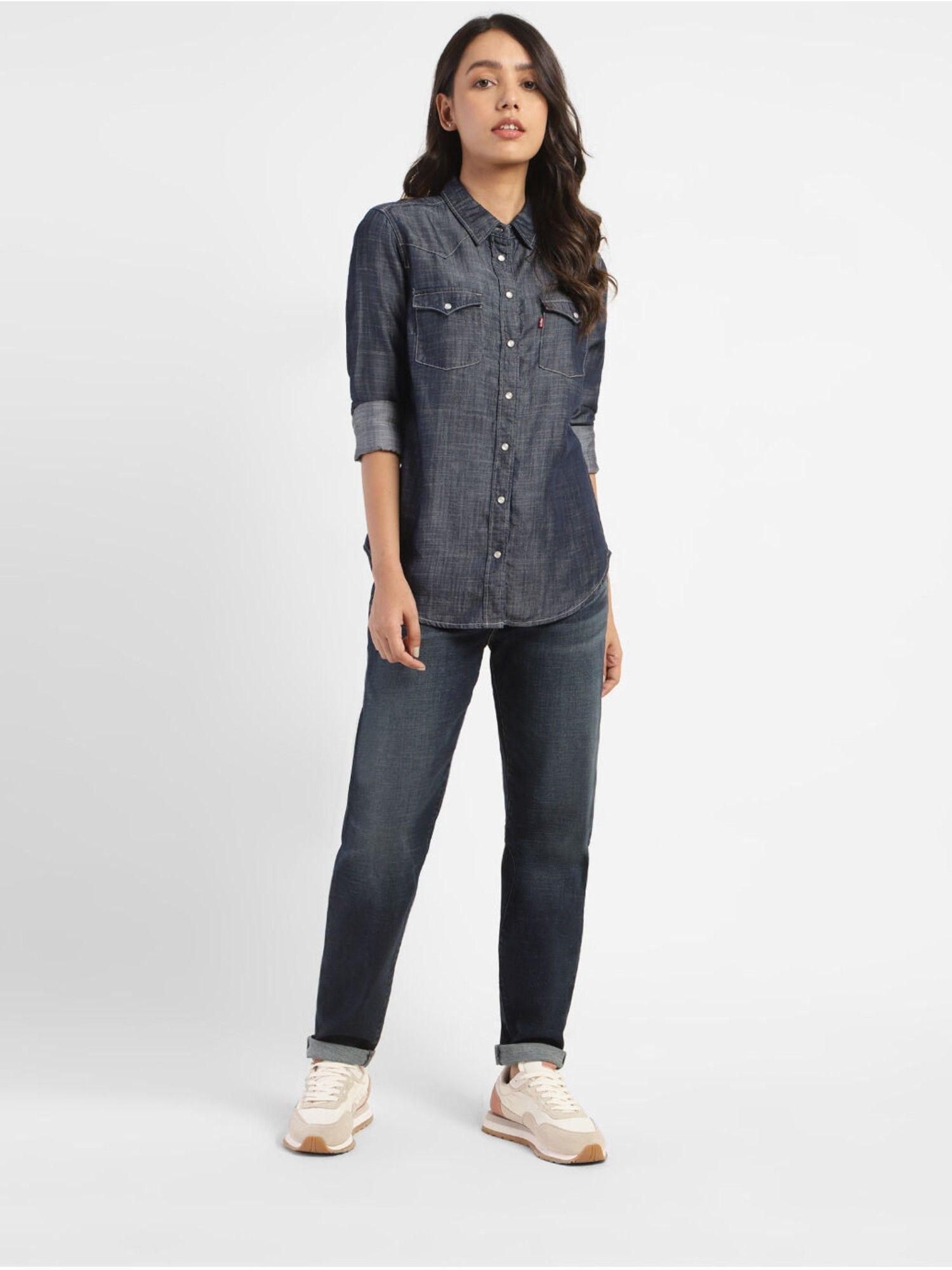 womens solid collar shirt