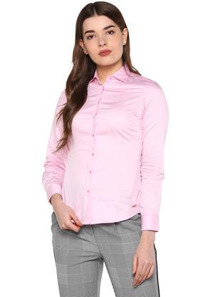 womens solid formal shirt - red