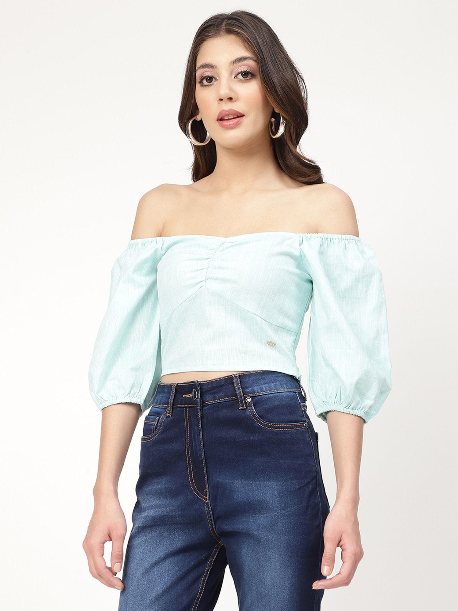 womens solid mint top