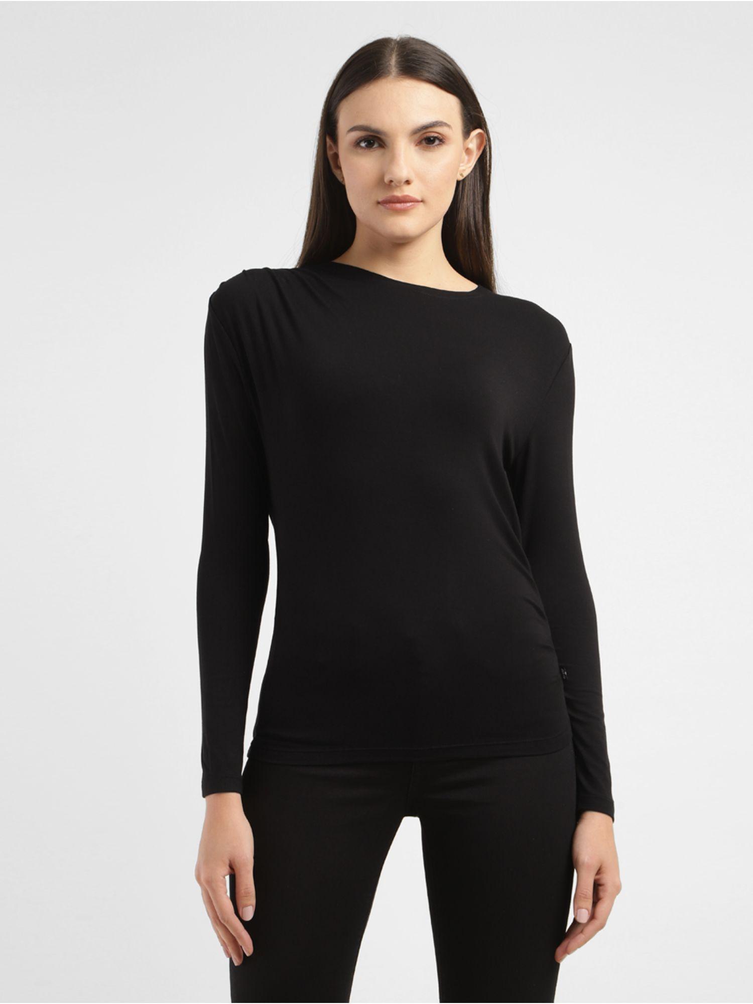 womens solid mock neck t-shirt