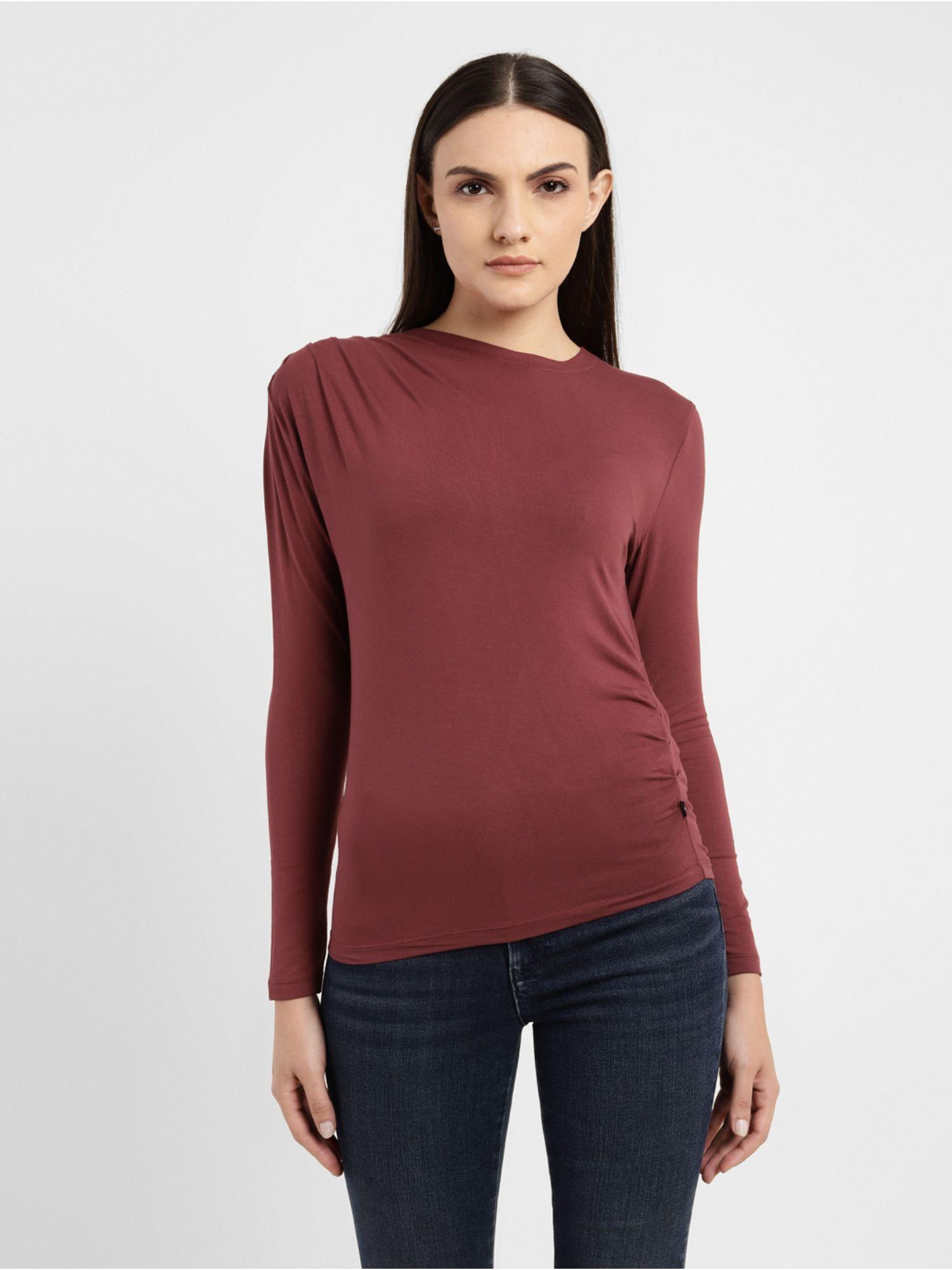 womens solid mock neck t-shirt