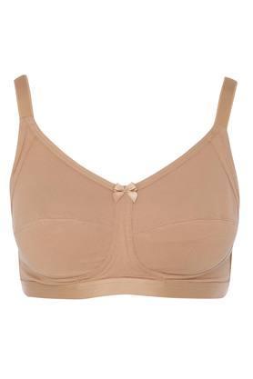womens solid non padded non wired full coverage bra - natural