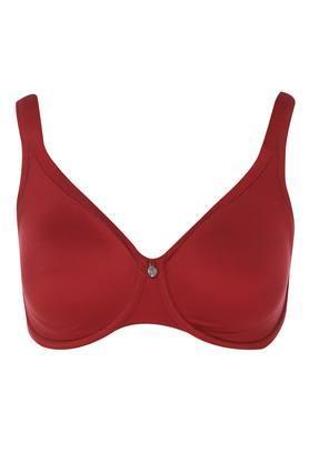 womens solid padded underwired t-shirt bra - red