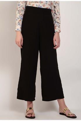 womens solid pants - black