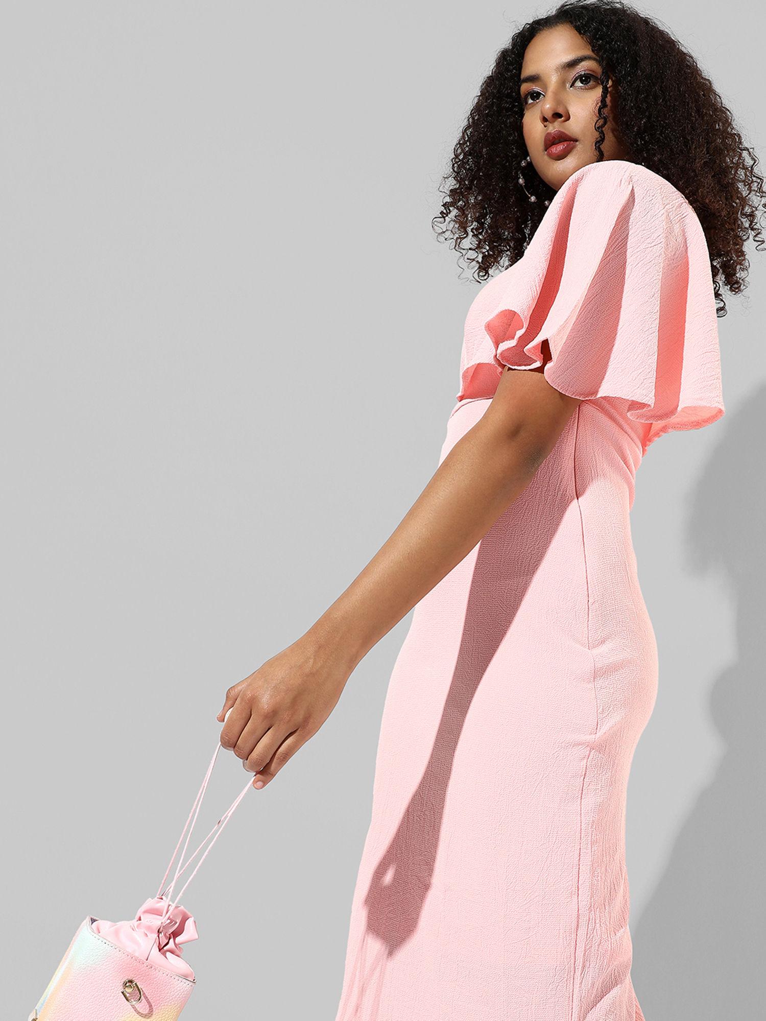 womens solid pink regular fit dress