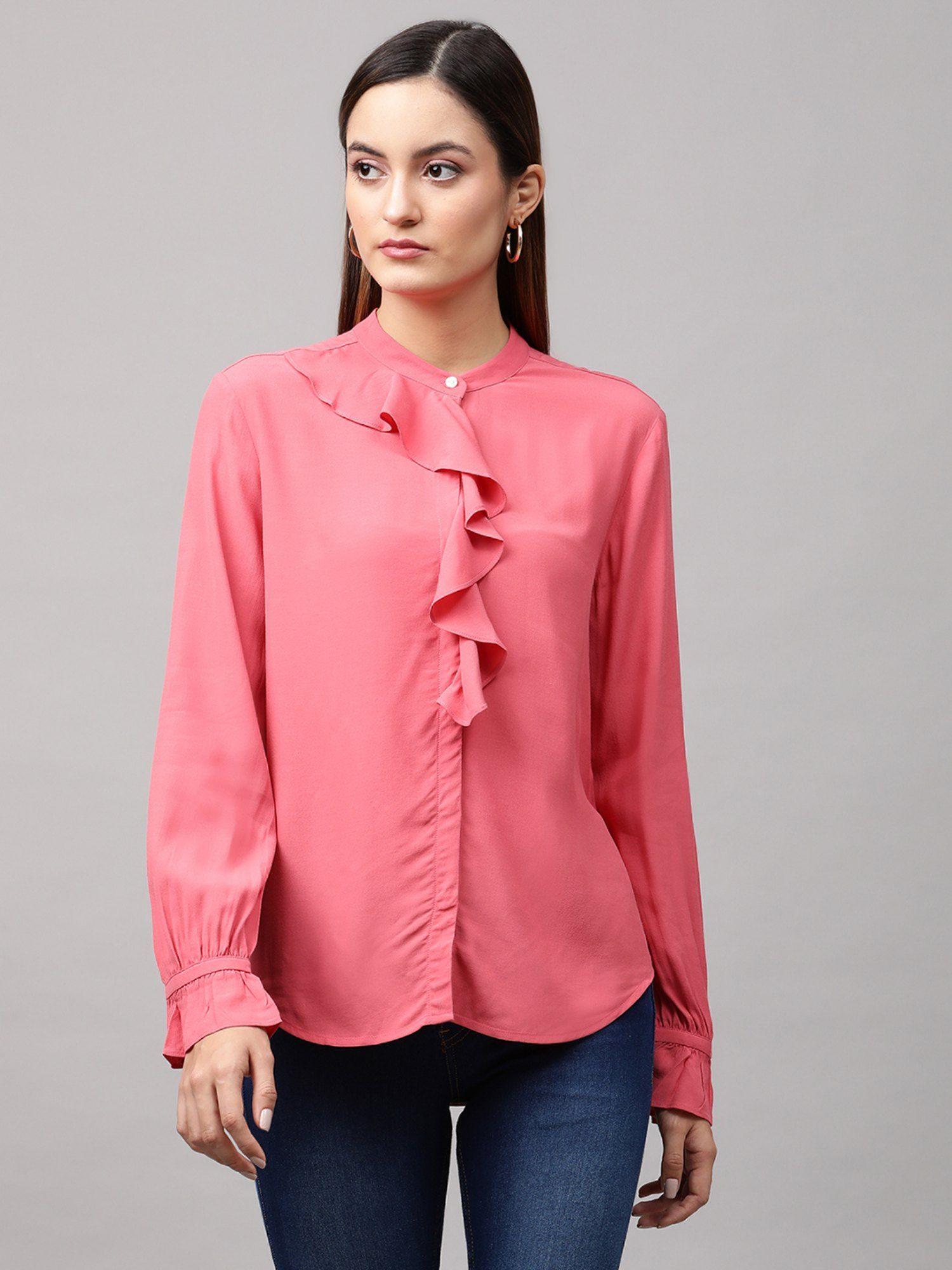 womens solid pink shirt