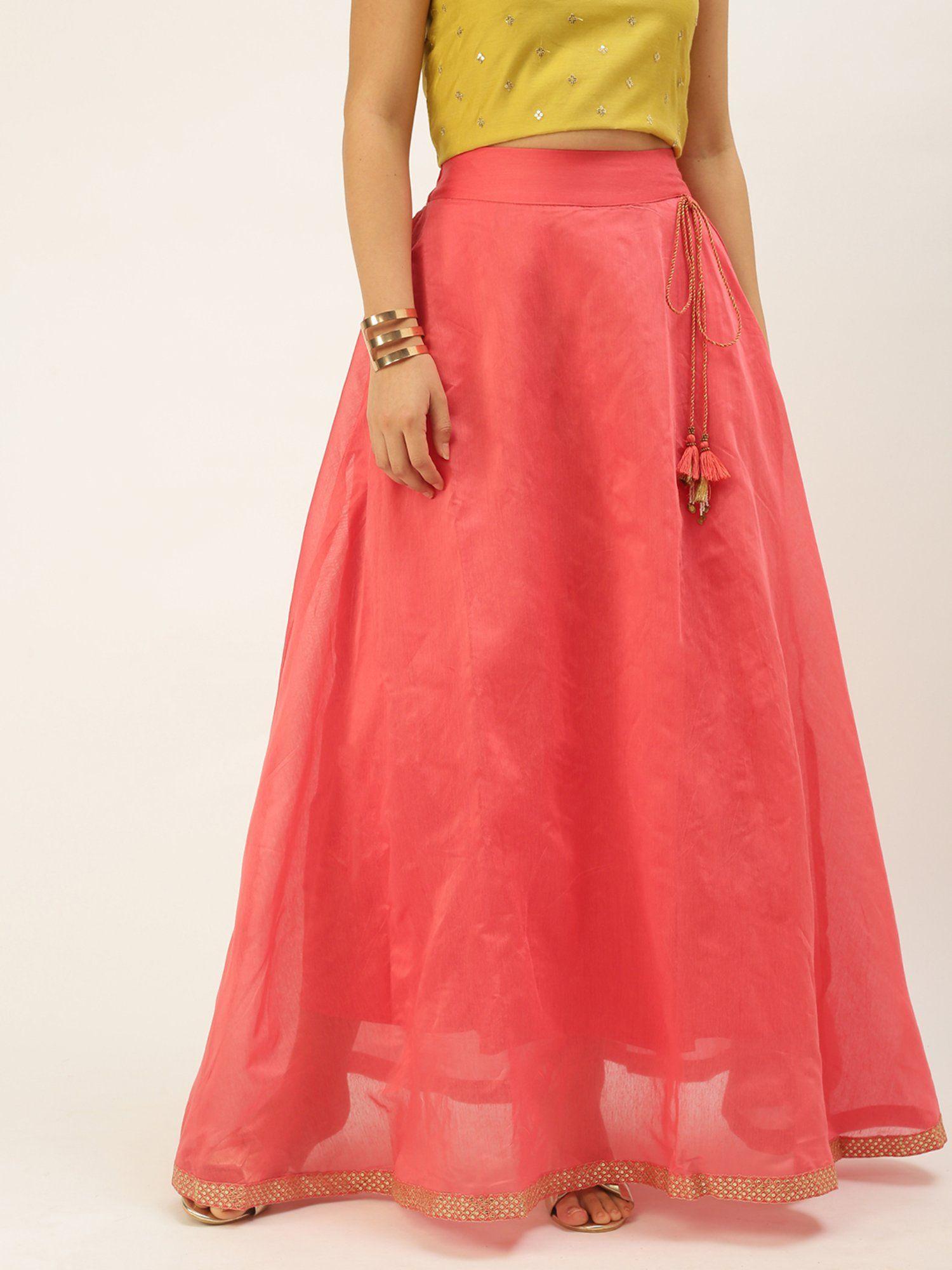 womens solid polyester coral skirt