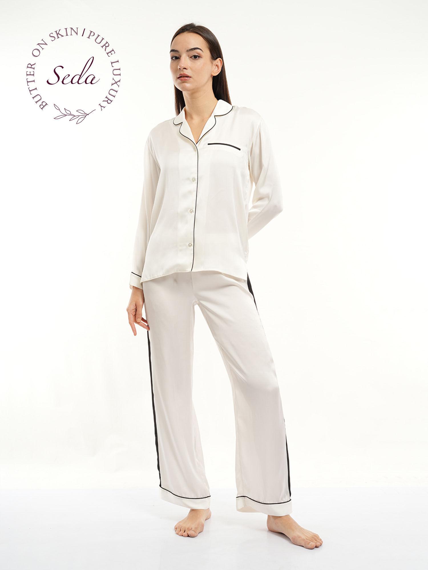 womens solid polyester ladies pyjama (set of 2)