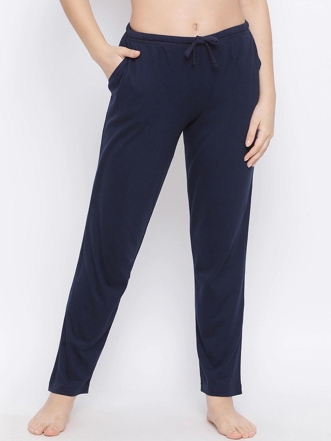 womens solid pyjamas navy blue