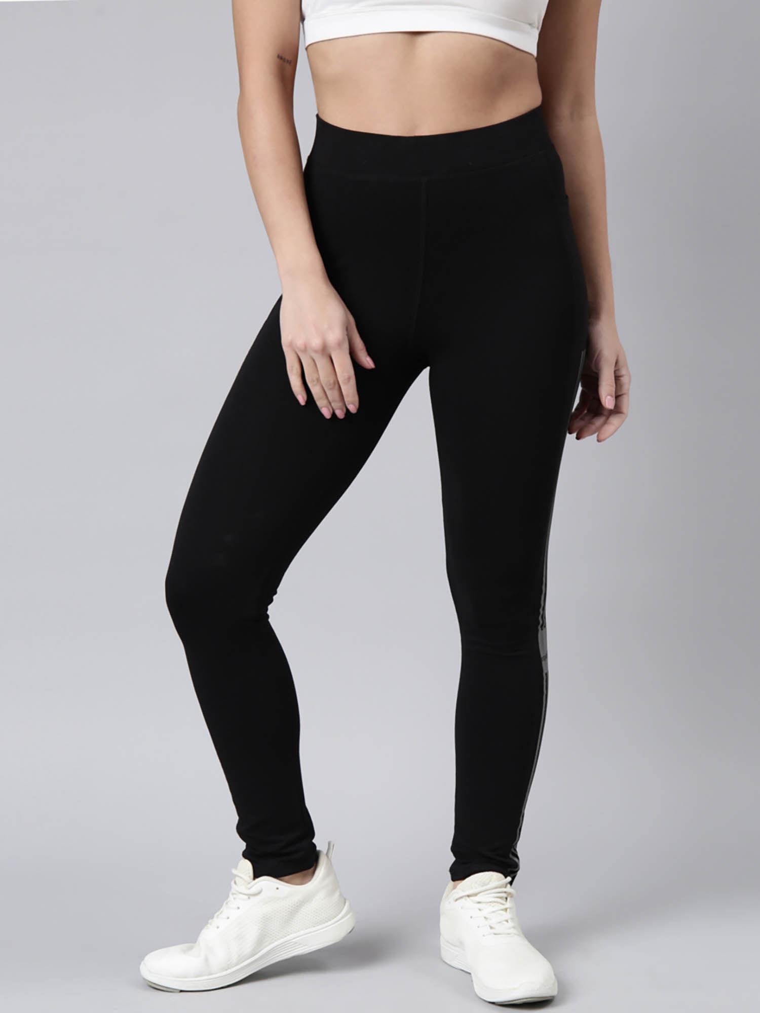 womens solid slim fit black regular track pants