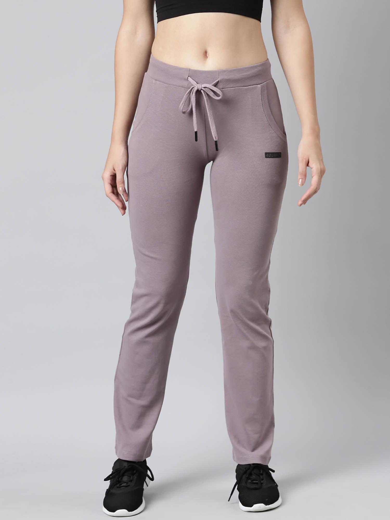 womens solid slim fit lavender regular track pants