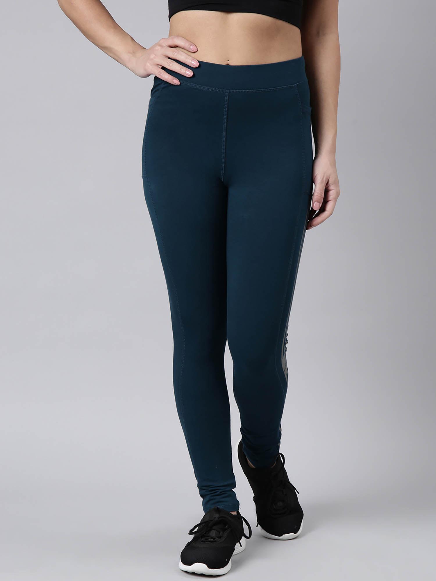 womens solid slim fit teal regular track pants