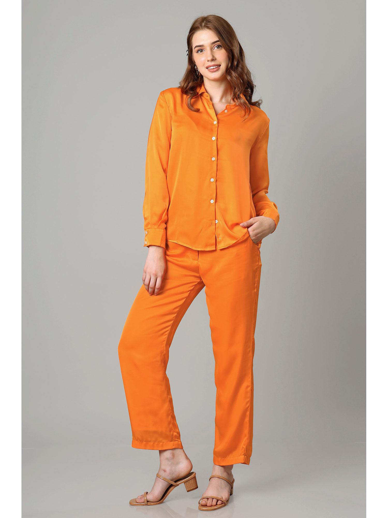 womens solid sunset orange co-ord (set of 2)