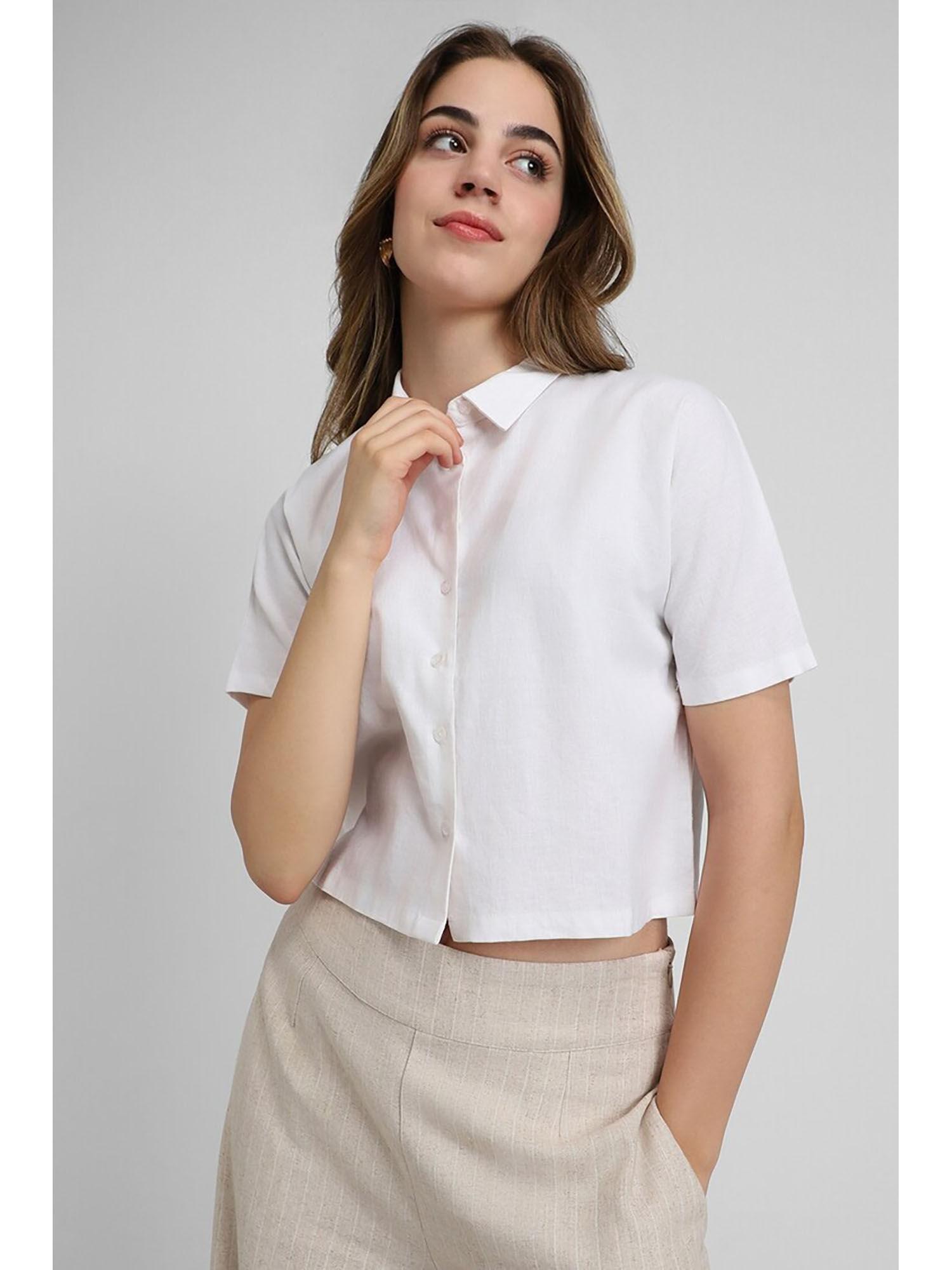 womens solid white shirt