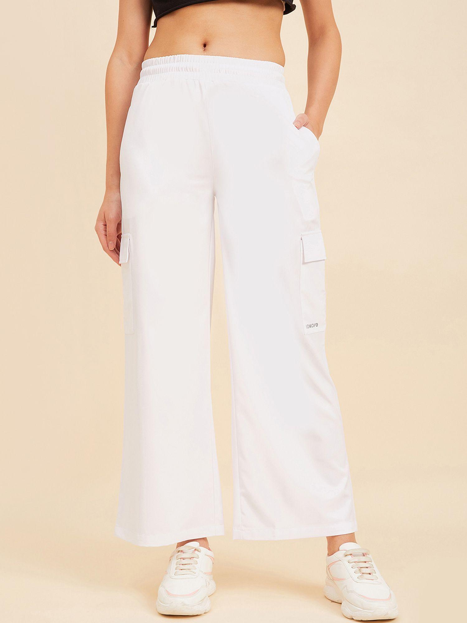 womens solid white sweatpant