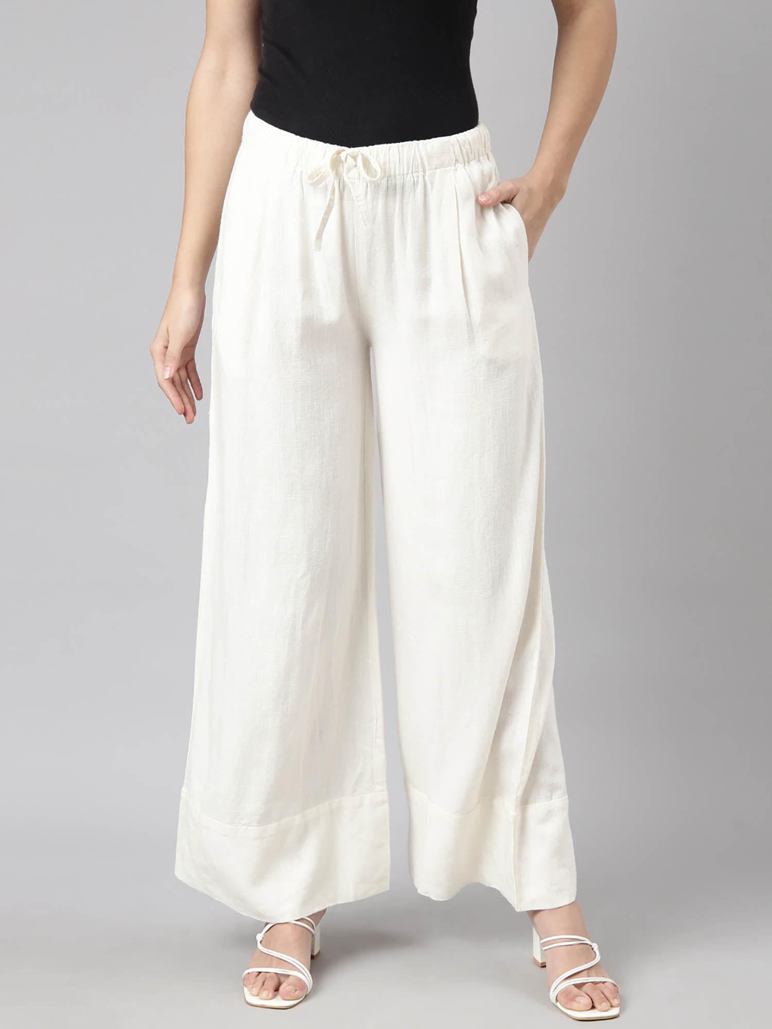 womens solid white wide leg palazzo