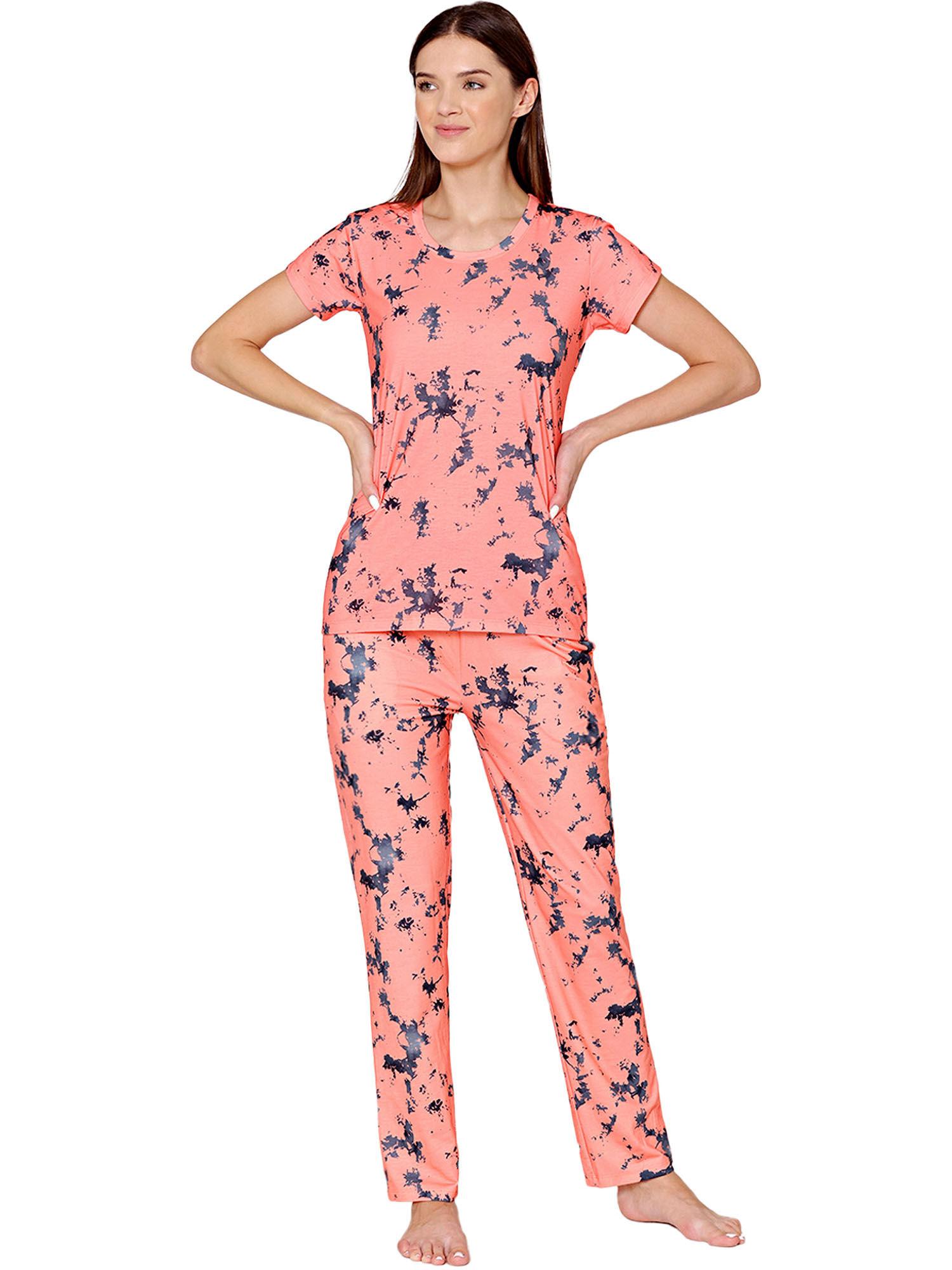 womens spandex digital printed tshirt & pyjama bsls13006