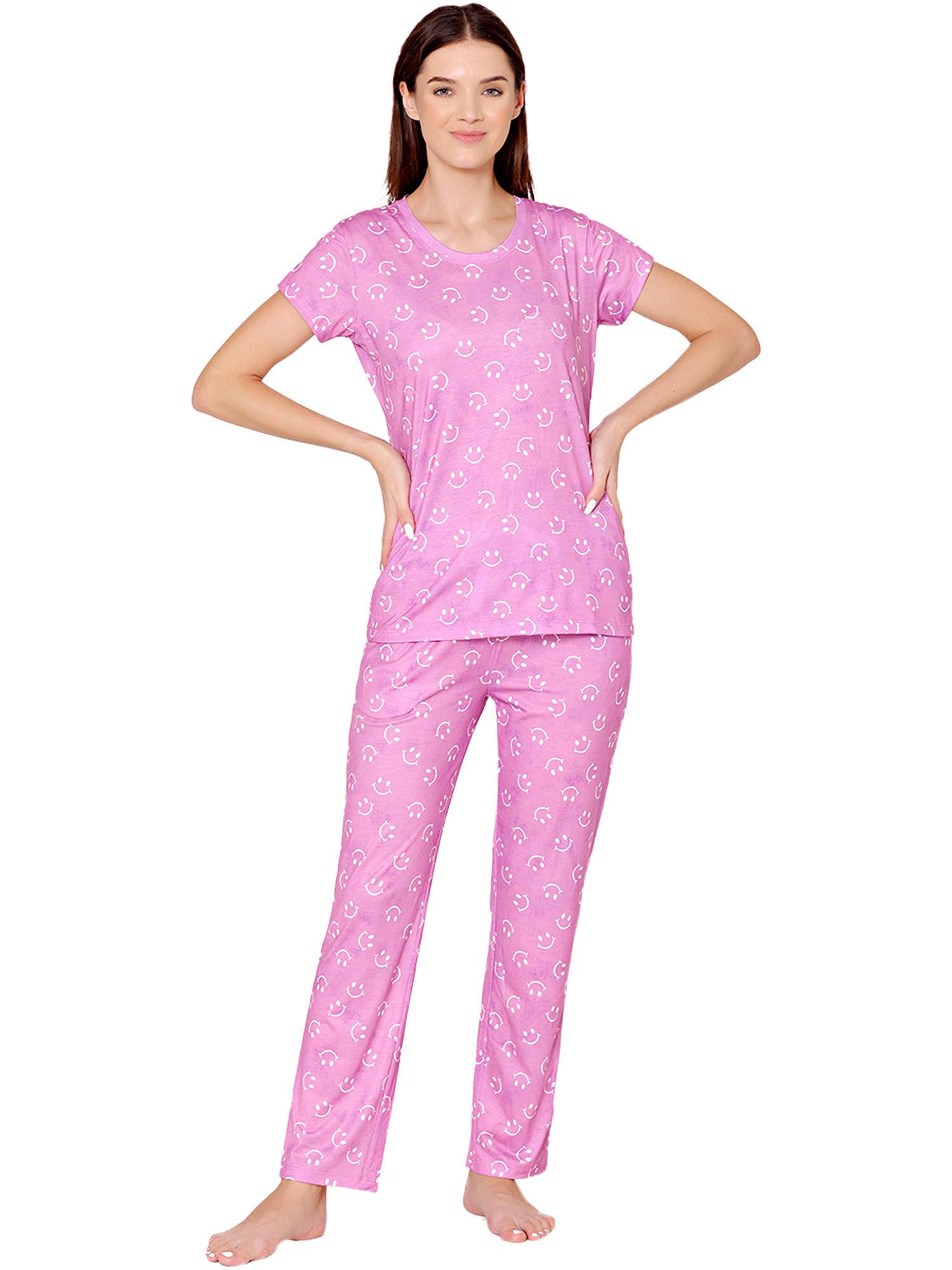 womens spandex digital printed tshirt & pyjama bsls13007