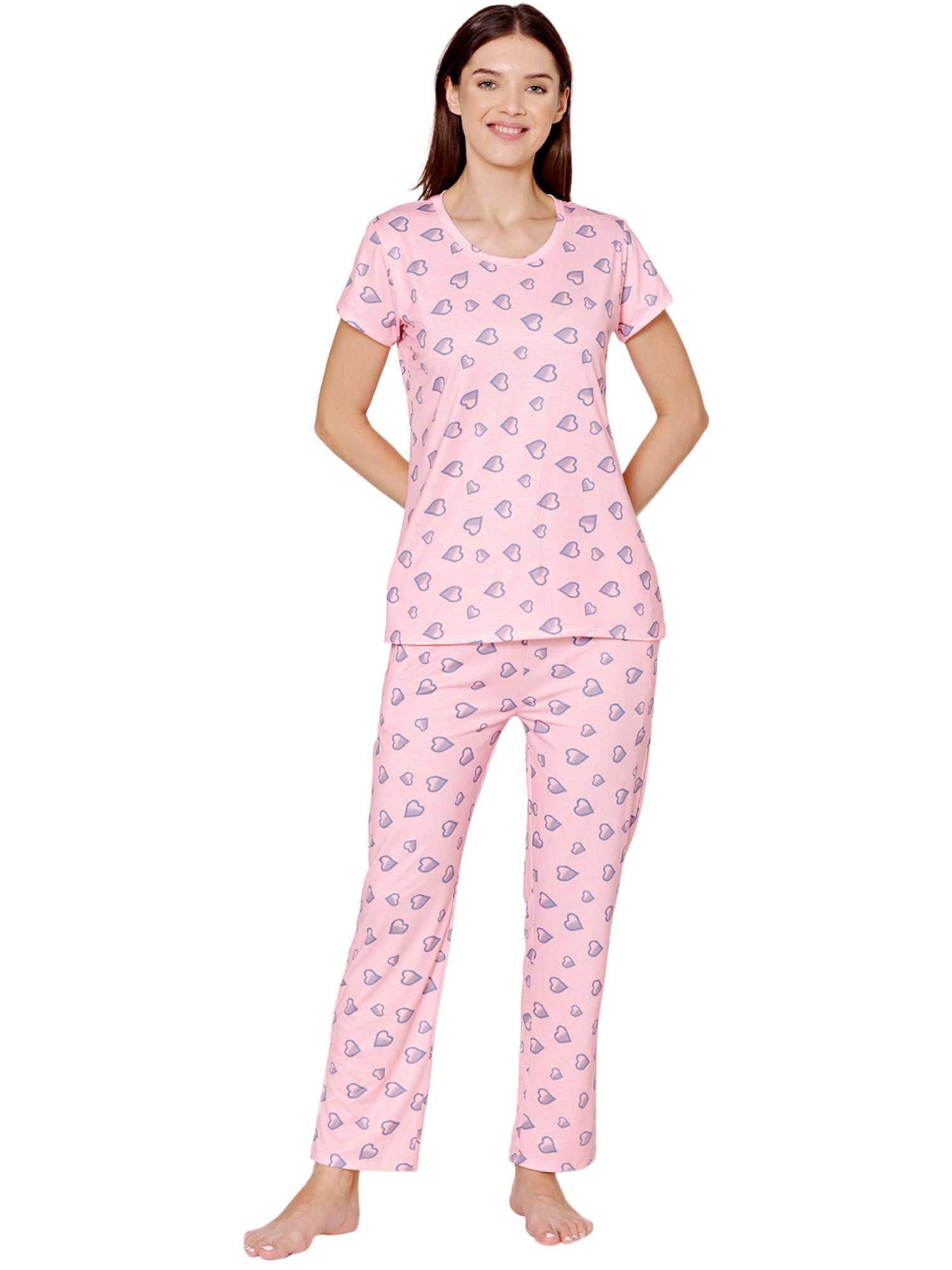 womens spandex digital printed tshirt & pyjama bsls13009