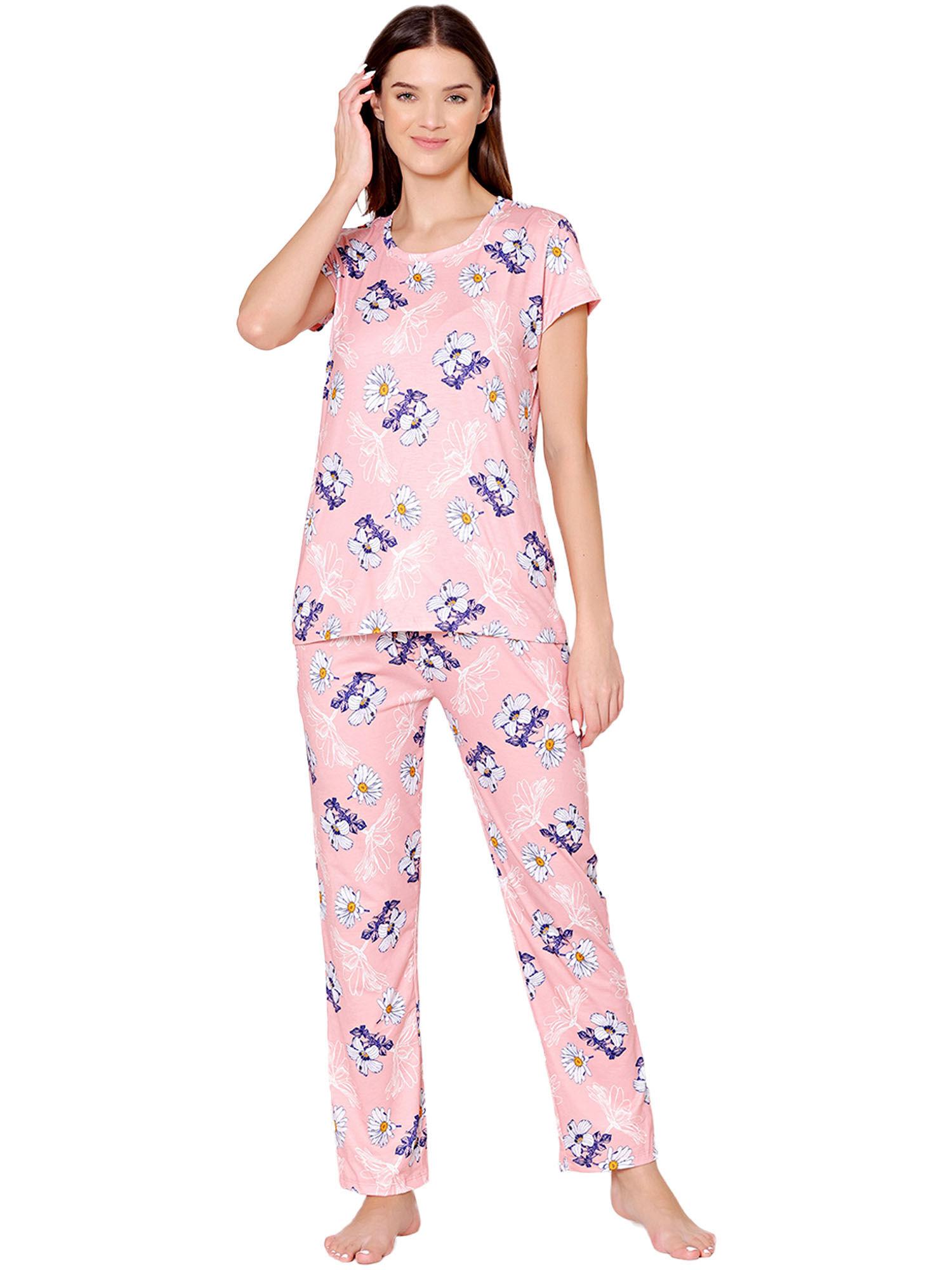 womens spandex digital printed tshirt & pyjama bsls13011