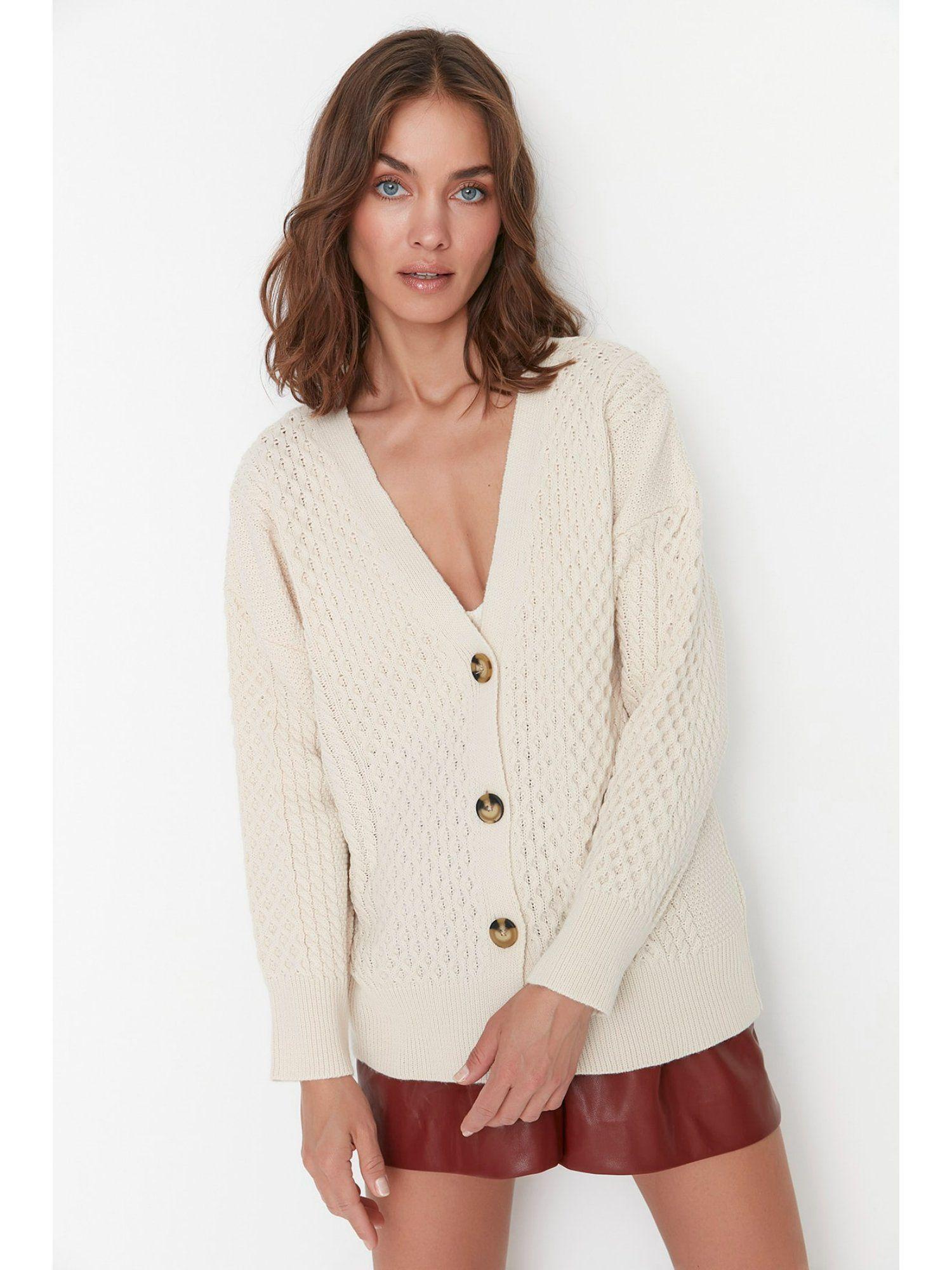 womens stone beige woven cardigan