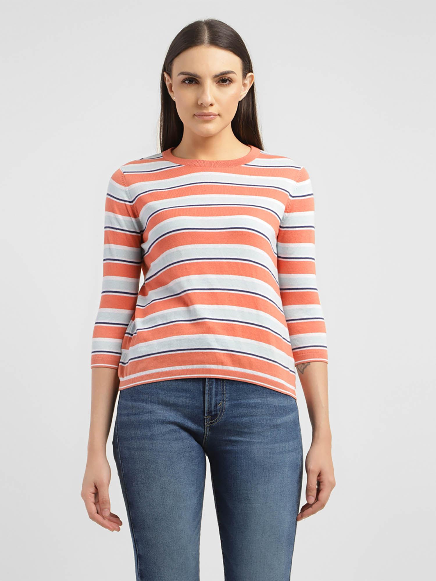 womens striped collar neck t-shirt