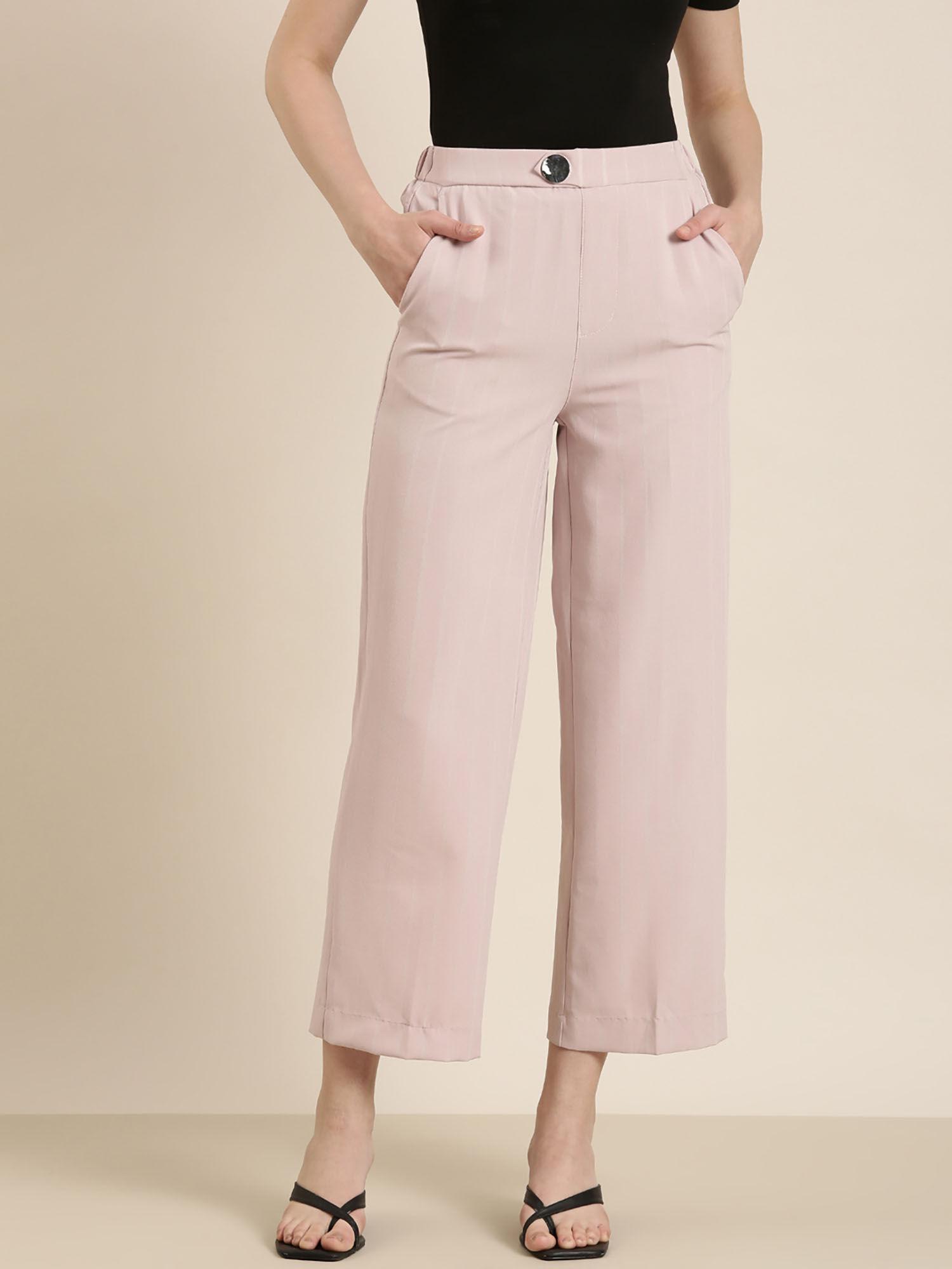 womens striped loose fit pink parallel trouser