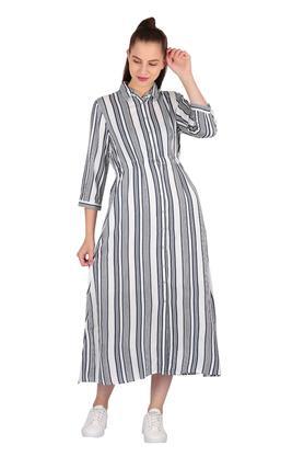 womens striped shirt dress - off white