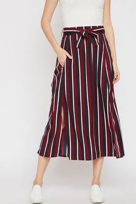 womens striped skirt - maroon