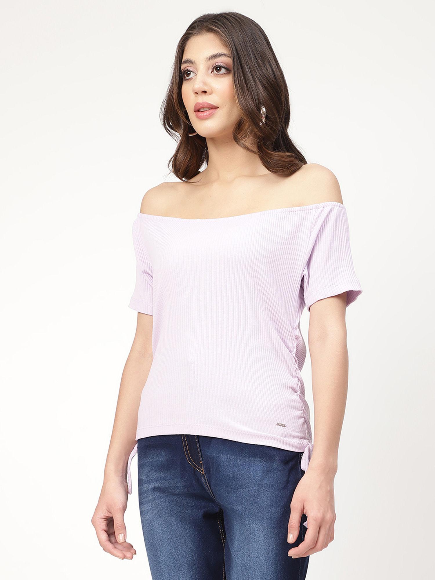 womens stripes lilac t-shirt