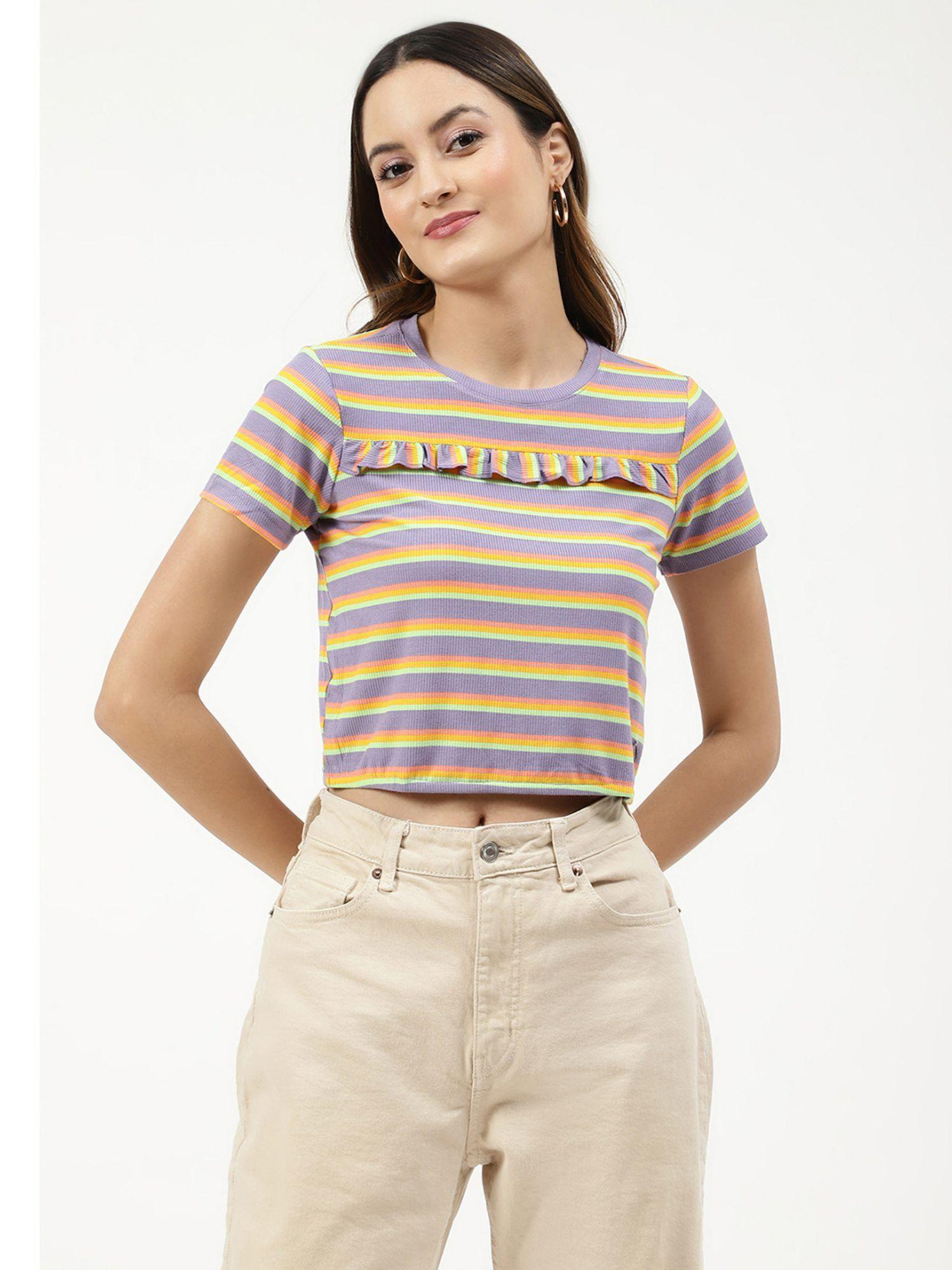 womens stripes multi-color t-shirt