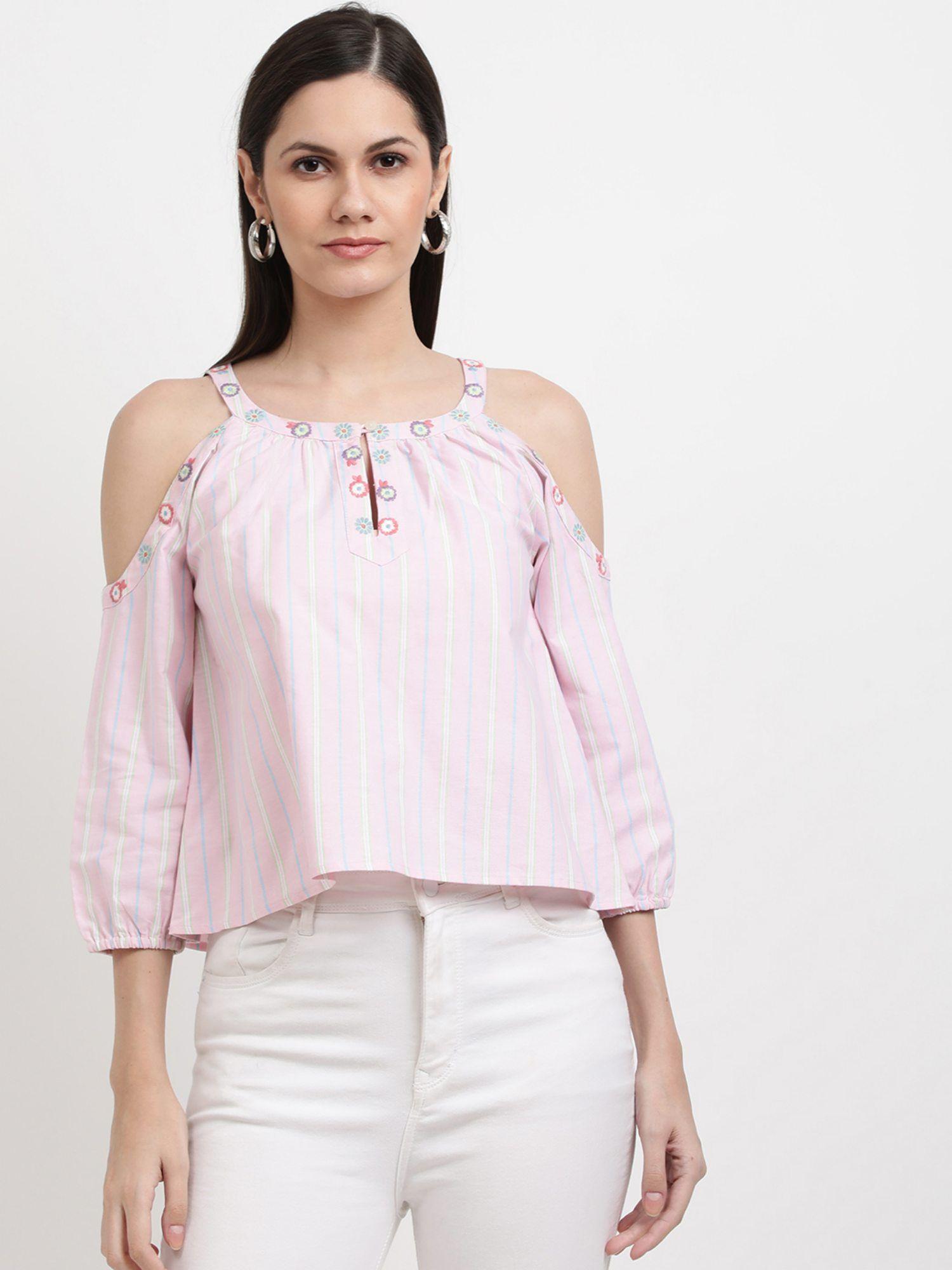 womens stripes pink top