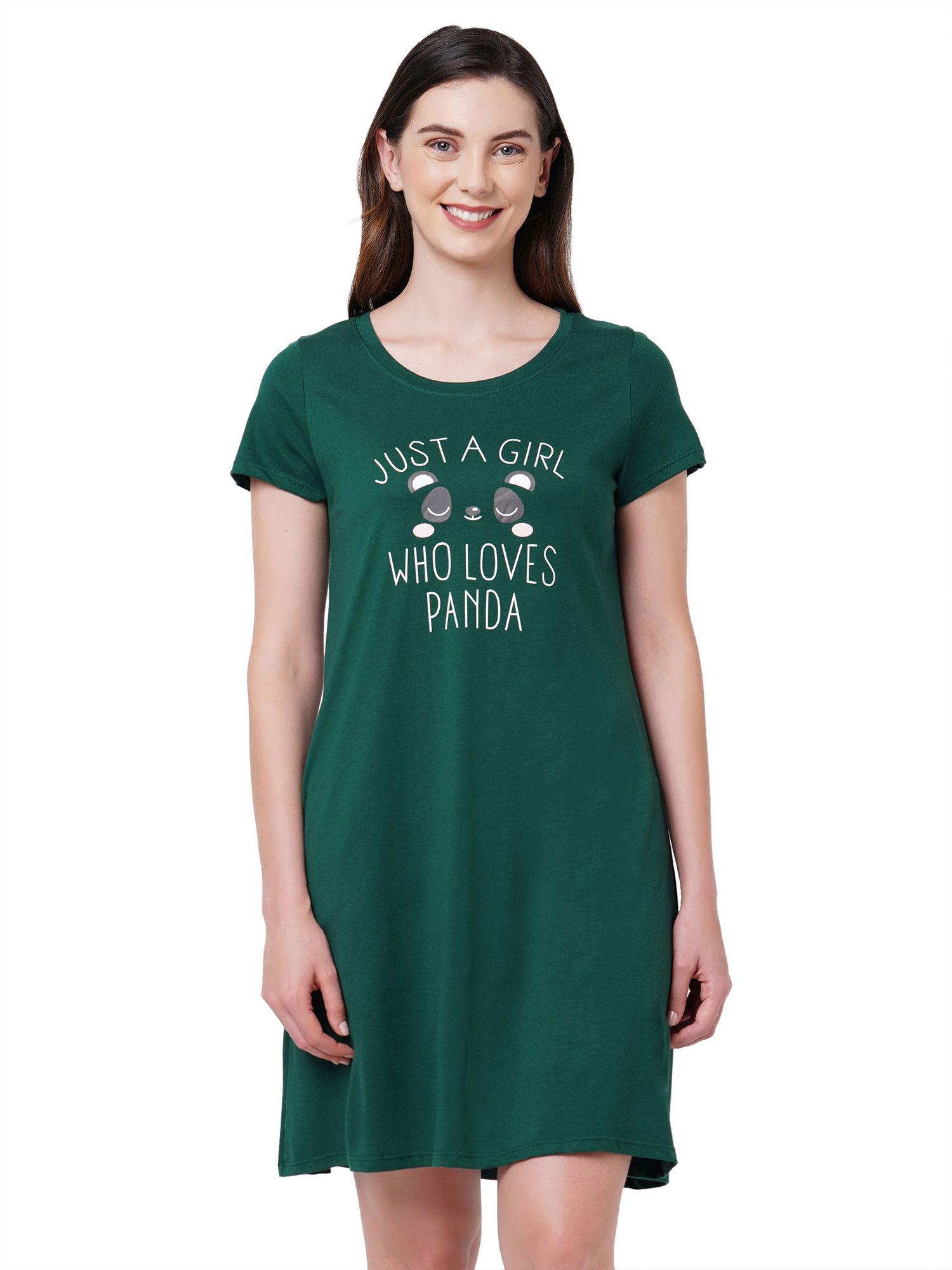 womens super-soft cotton modal nightdress - green