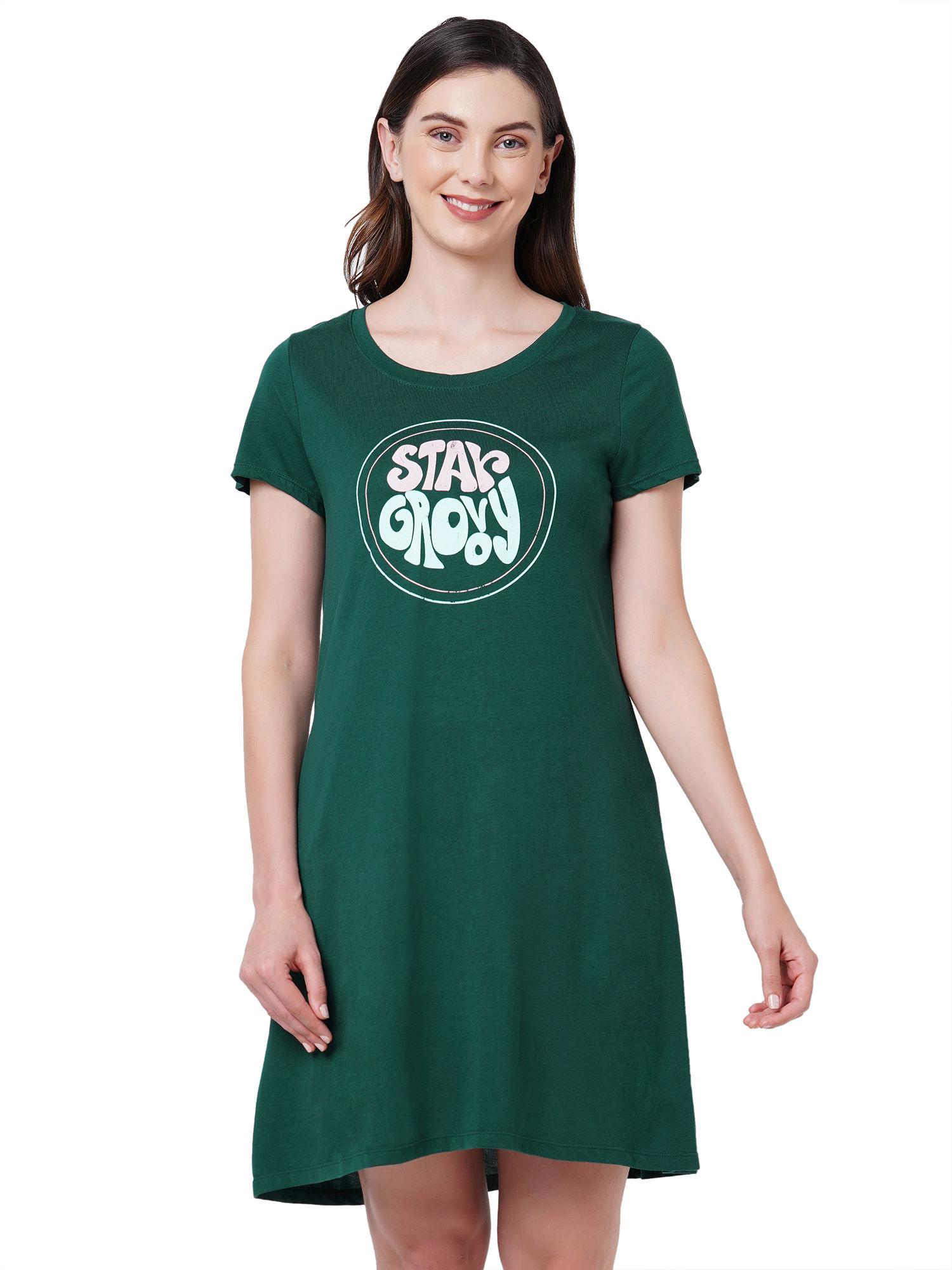 womens super-soft cotton modal nightdress - green