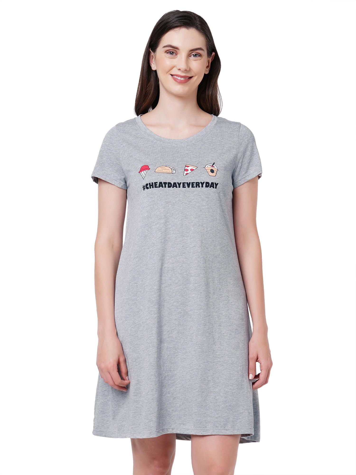 womens super-soft cotton modal nightdress - grey