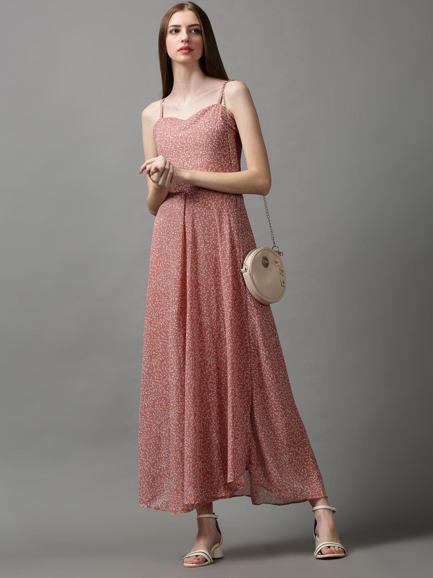 womens sweetheart neck abstract taupe maxi dress