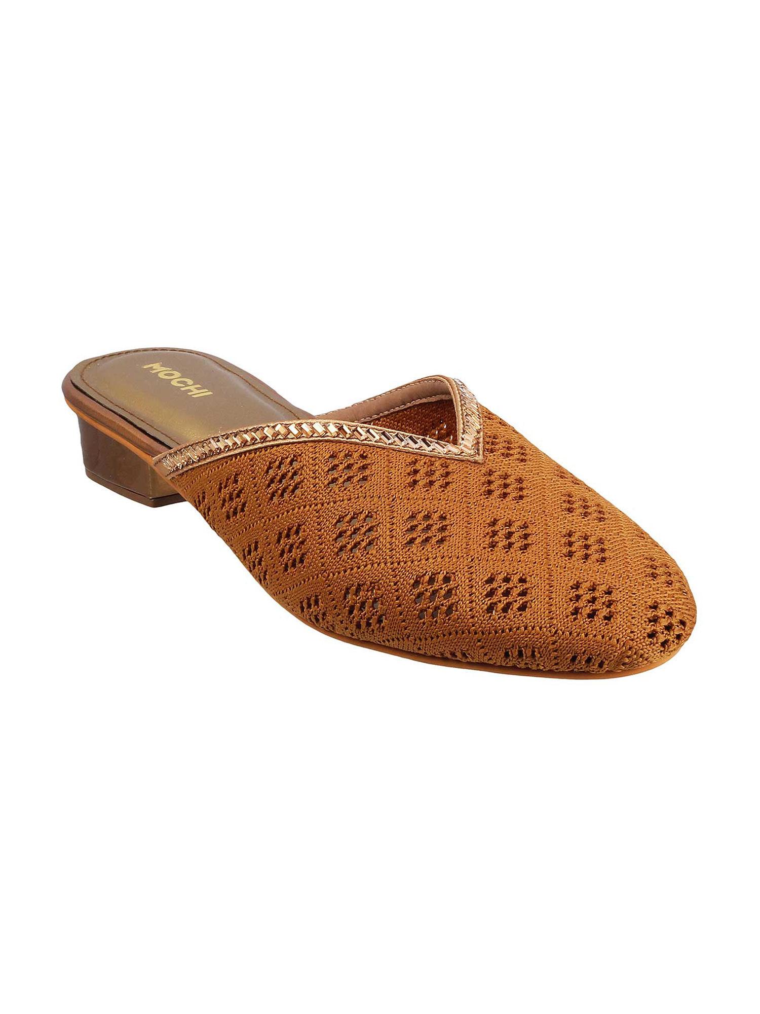 womens tan mules mochi pattern tan mules