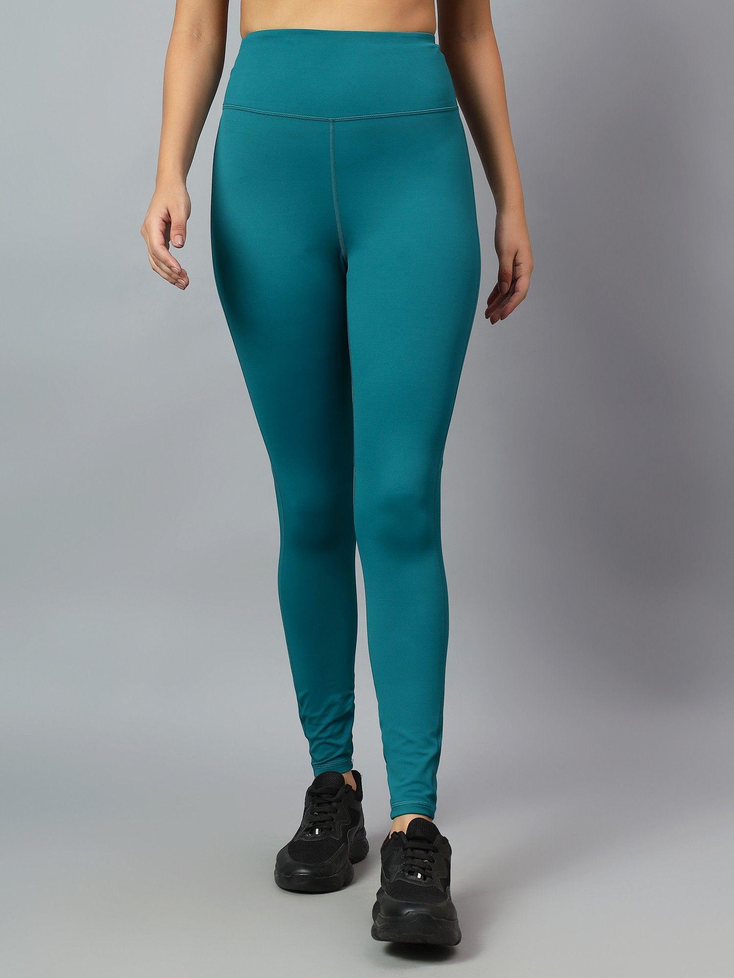 womens teal green back mesh design tights