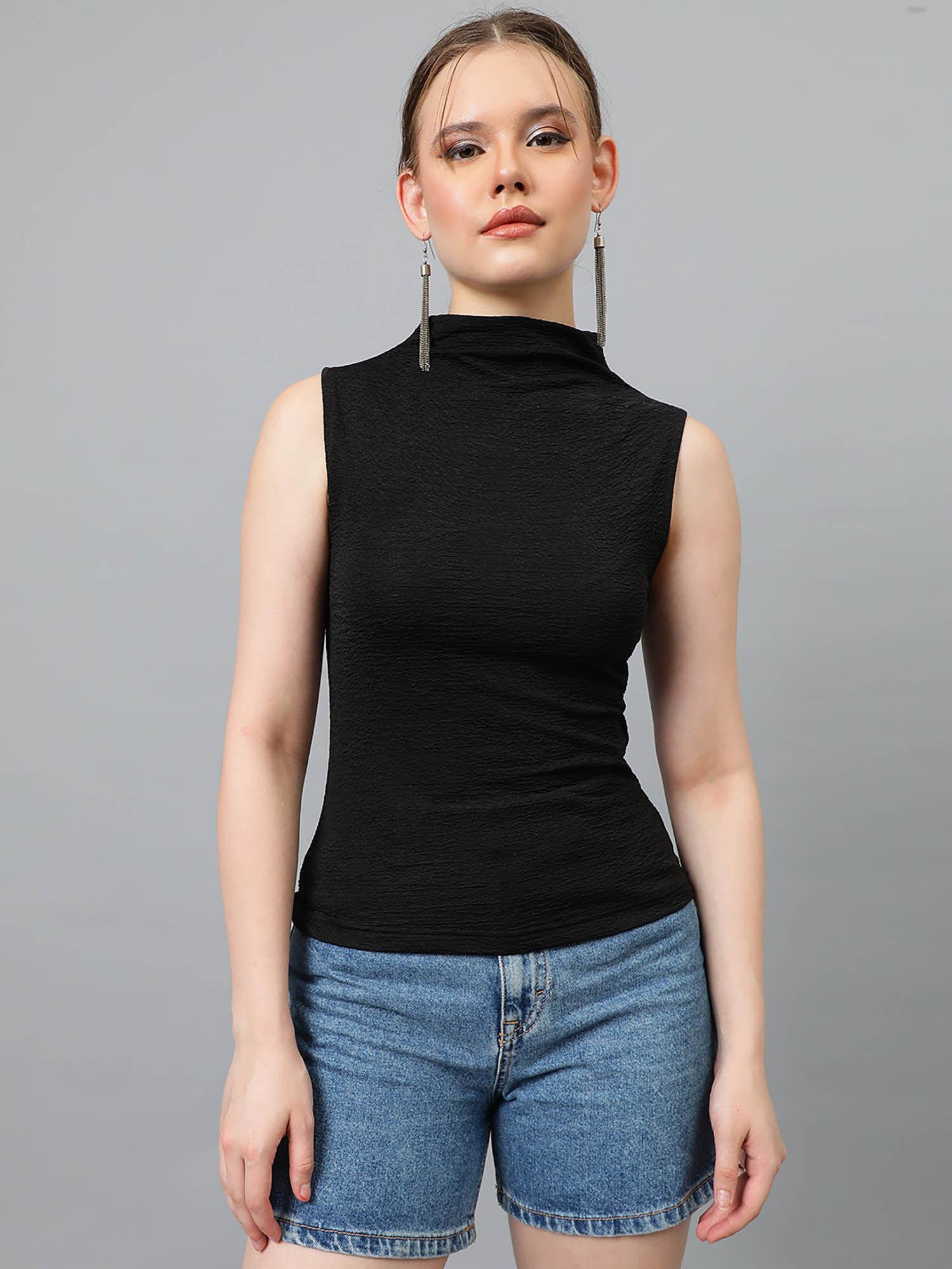 womens texture sleeveless solid top