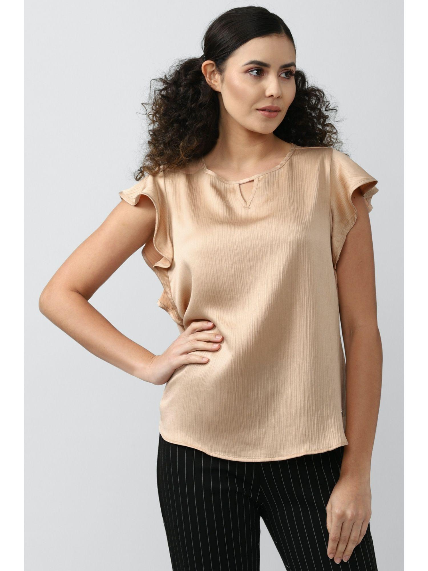 womens textured beige top