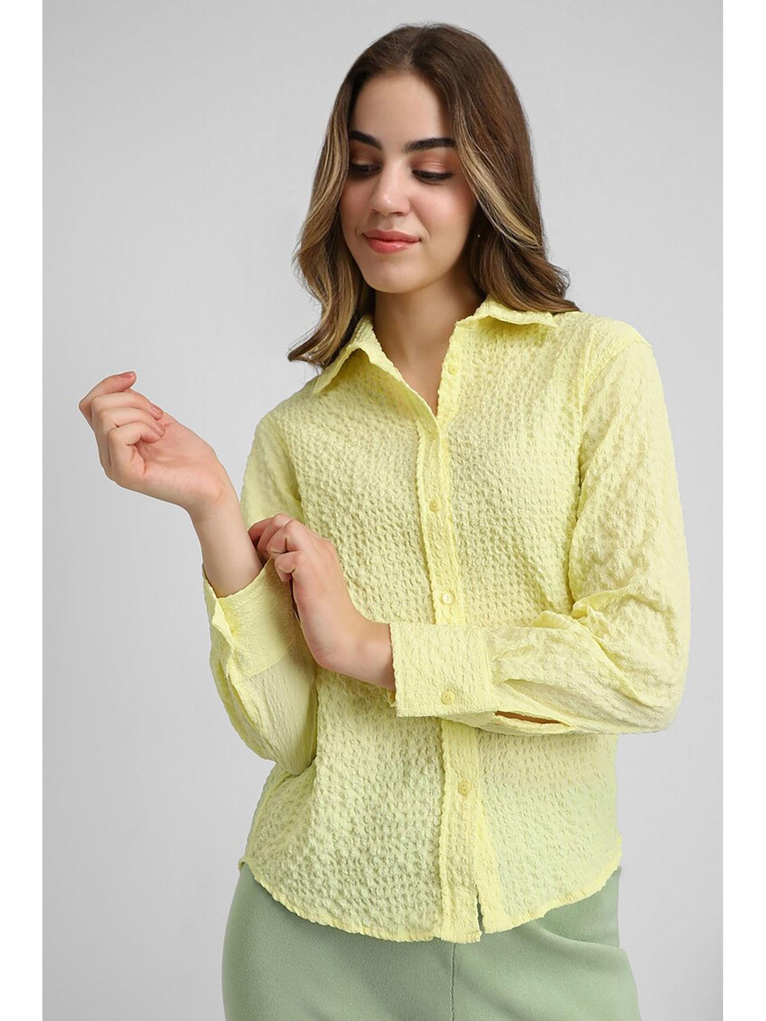 womens textured yellow shirt