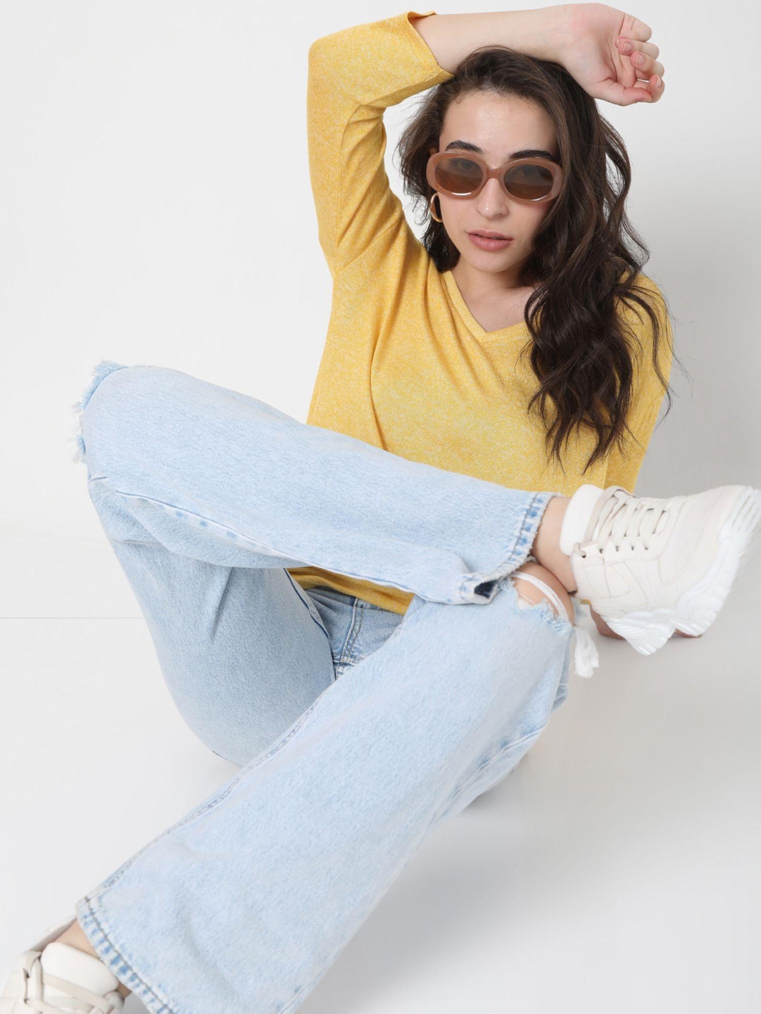 womens textured yellow sweater