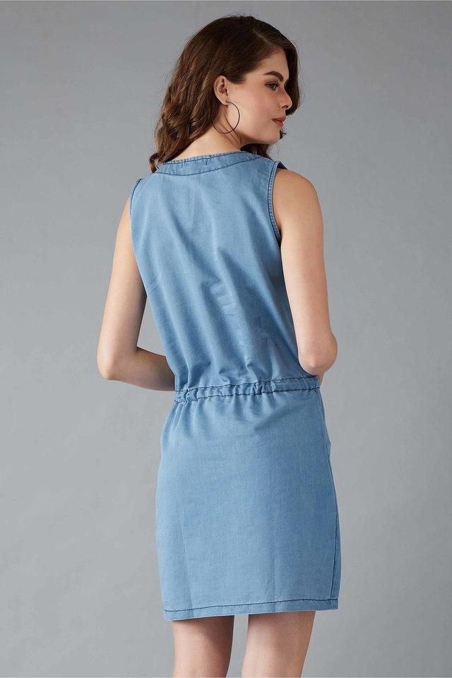 womens the call of the blue denim dress