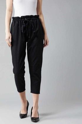 womens the scarlet letter paper bag pants - black