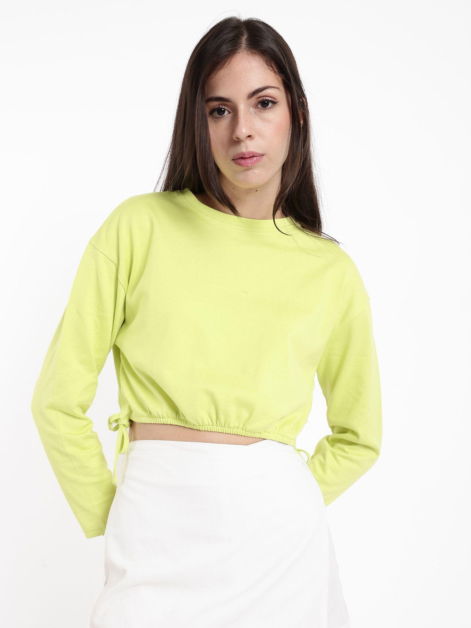 womens thistle fluorescent green regular fit crop top